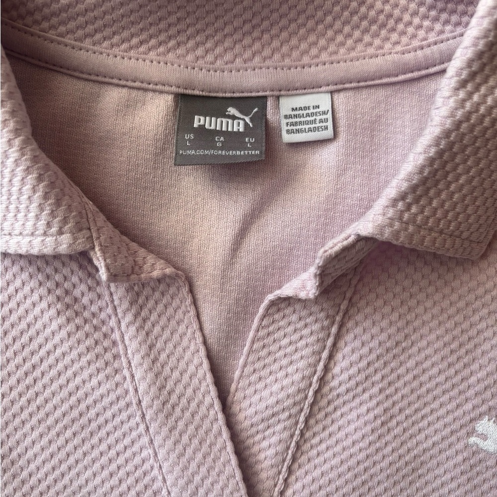 Puma Light Pink Crop Boxy Fit Polo Shirt - Picture 5 of 6